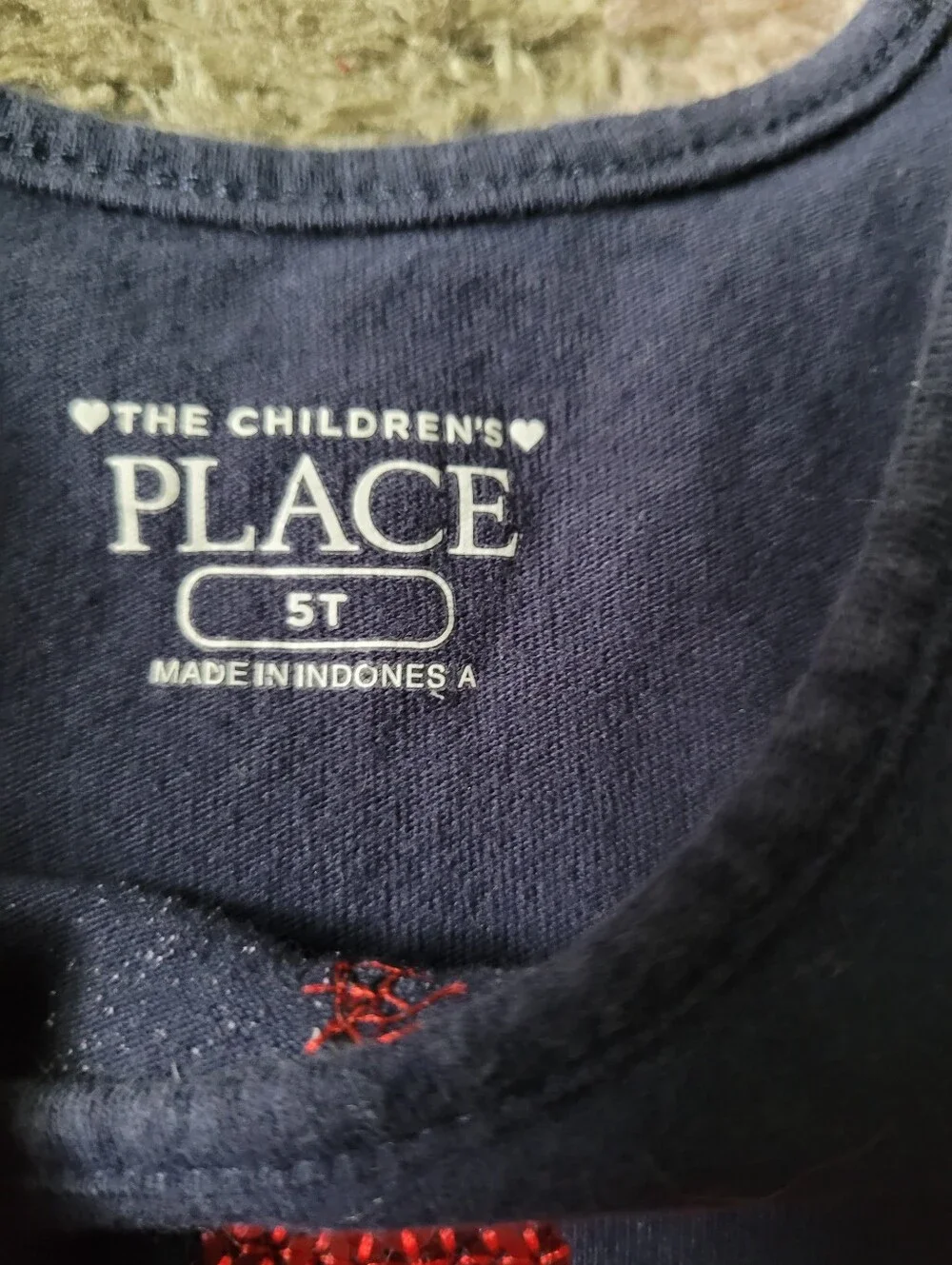 The Children's Place Navy Tank Dress with Red Star & Striped Skirt